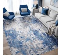 Generisch Alfombra grande para salón, moderna pintura abstracta azul, gris y blanco, 180 x 240 cm, lavable para comedor, dormitorio, estudio, apartamento, decoración