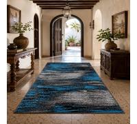 Generisch Alfombra grande para salón, moderno diseño abstracto, color azul, gris y negro, 180 x 240 cm, lavable para comedor, dormitorio, estudio, apartamento, decoración