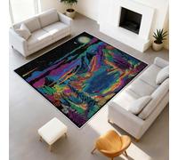 Generisch Alfombra suave psicodélica neón punk lavable montaña luna negra alfombras resistentes a la decoloración para decoración dormitorio habitación habitación de los niños salón 120 x 160 cm