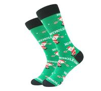 Generisch Calcetines de longitud media con estampado navideño, patrón de moda, calcetines cálidos y cómodos para hombres y mujeres invierno, verde, talla única