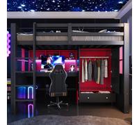 Generisch Cama alta 90 x 200 cm estilo gaming escalera escritorio armario