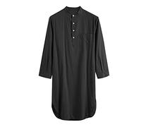 Generisch Camisón para hombre con botones, caftán para hombre, algodón, bata musulmana, ropa de lino, abaya, ramadán, túnicas, monocolor, bata de salón, vintage, albornoz de corte grande, ropa de