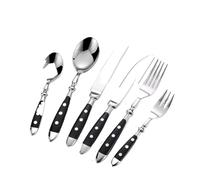 Generisch Compatible con juegos de cubiertos occidentales acero inoxidable, cuchillo for restaurante, tenedor y cuchara, mesa, comedor completo, cucharadita carne(6pcs)
