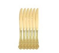 Generisch Compatible con vajilla de acero inoxidable relieve dorado, cuchillo for carne occidental y tenedor, cuchara, postre 6/30 Uds(6pcs knifes)