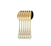 Generisch Compatible con vajilla de acero inoxidable relieve dorado, cuchillo for carne occidental y tenedor, cuchara, postre 6/30 Uds(6pcs tea spoons)