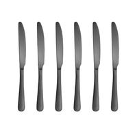 Generisch Cubiertos de acero inoxidable negro, cuchillo, tenedor y cuchara con mango redondo 1010, compatibles el hogar Hotel, 4/6/16/24 Uds(6pcs)