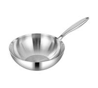 Generisch Deep Stainless Frying Bowl, Compact Uncoated Stir Cook Pan Strong Portable Style Multi Purpose Accessory Reliable Solution for Kitchen, Home, Family Cooking, Vegetables, Seafood