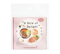 Generisch Food Stickers - 8x8x0.3cm Square Cut Cute Scrapbooking Labels, Japanese Style Food Pattern Decorative Stickers, Fun DIY Journal Notebook Sticker for Kids Classroom School Adults