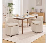 Generisch Juego de 2 sillas de comedor de chenilla universales, desmontables, color beige