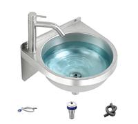 Generisch Lavabo - Fregadero de 12 Pulgadas | Acero Inoxidable 304 - Combinación de Grifo | Lavabo de un Agujero para baño, Cocina, hogar, cafetería, Hotel, lavandería, Inodoro, Lavado de Manos