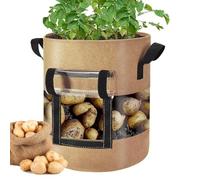 Generisch Macetero de tela - Material grueso no tejido, corta para jardinería | Diseño multiusos, cola larga con asas, espacio visible para verduras, balcón doméstico, marrón, 10 gallons, Ver