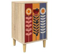 Generisch Mesita de noche de madera de roble Sonoma, 36 x 33 x 60 cm | dormitorio,mesa auxiliar,forma rectangular,compartimentos espaciosos,patrón decorativo,paño seco