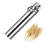 Generisch Mondadientes de viaje, portapalillos de dientes, de aleación de aluminio, contenedor de palillos de dientes - Maletín higiénico para casas, restaurantes, oficinas, plata, Siehe