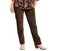 Generisch - Pantalones de sarga para mujer, de cintura alta, marrón, con costillas, termico, con cintura elástica, de sarga, vaquero vintage, casual, de sarga, pierna recta, para el tiempo libre