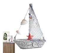 Generisch Pequeño velero modelado de velero | de madera hecho a mano | Velero de madera náutico vintage con concha