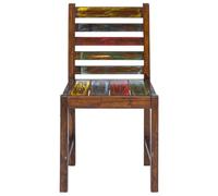 Generisch Silla de comedor vintage de madera maciza 2 piezas | Madera reciclada hecha a mano, soporta 110 kg, mezcla de colores única