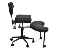 Generisch Silla ergonómica de meditación para oficina, yoga y agitación, silla de sastre Criss Cross con ruedas, asiento de poliuretano móvil, respaldo en T, altura del asiento ajustable 47,5 - 59 cm