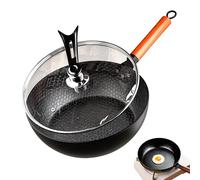 Generisch Skillets Non Sticks, Handmade Cast Iron Pan with Lid, Hammered Kitchen Cookware for Baking Induction Stove Cooking Dining Breakfast Outdoor Apartment Picnic Camping Family Use