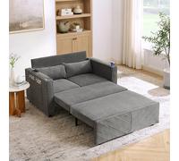 Generisch Sofá cama 3 en 1 de 2 plazas, color gris oscuro con USB deslizante