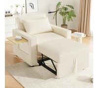 Generisch Sofá cama plegable de 1 plaza, color beige, multifunción, con puerto de carga USB Type-C, soporte para teléfono móvil, convertible, sofá, cama, ahorro de espacio para salón, dormitorio