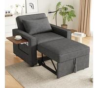 Generisch Sofá cama plegable de pana de 1 plaza, color gris, con USB y soporte para teléfono móvil