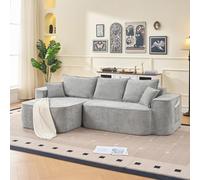 Generisch Sofá esquinero en forma de L de 262 cm con chaise longue, asiento bajo XXL sin montaje, sofá modular de chenilla gris para salón, apto para mascotas