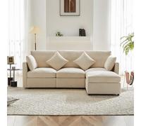 Generisch Sofá esquinero modular en forma de L, convertible en 3 plazas, con taburete móvil y 4 cojines de chenilla, capacidad de asiento de 3 a 4 personas, para salón, apartamento, oficina, color