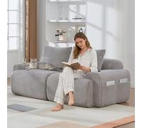 Generisch Sofá modular de pana para 2 personas, color gris claro, se puede combinar, empaquetado al vacío, con soporte para bebidas y bolsa de almacenamiento lateral, para salón, habitación familiar