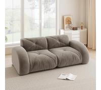 Generisch Sofá modular sin marco de 2 plazas de espuma de alta densidad 32D, tela de chenilla apta para mascotas, antideslizante, no requiere montaje, color marrón para sala de estar, familia
