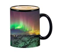 Generisch Taza de café, cerámica con calor, diseño Northern Lights (350 ml, 3,74 x 3,15 pulgadas, 390 g), color cambiante, taza sensible a la temperatura fría, ideal para niños, niñas, hombres