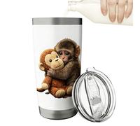 Generisch Vaso de café - Portable Drinkware | 20oz Monkey Print Flask with Straw, Vacuum Sealed Mug with Splash Proof Lid, Travel Buddy for Home, Party Supplies for Tea Drinking for Men
