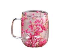 Generisch Vaso De Té De Flores Vaso De Termo Claro Con Asa Y | Taza de café estética apta para lavavajillas para invierno, jardín, balcón, parque, hogar, picnic, camping, fiesta
