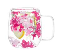Generisch Vasos aislantes de doble pared Flores secas Taza de café aislada | Taza de café aislada de doble capa para café, tazas de té de cristal transparente, con asa, 250 ml de capacidad para expreso,