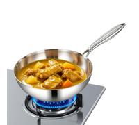Generisch Woks de acero inoxidable, sin recubrimiento, profundo, mariscos | Sartén de acero inoxidable para todo tipo de cocinas, comidas familiares, desayunos, mariscos