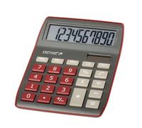 Genie 840 DR - Calculadora de mesa de 10 dígitos, doble potencia (solar y batería), diseño compacto, color rojo oscuro