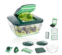 Genius Nicer Dicer Chef - Cortador de verduras (18 piezas, con cuenco de cristal y cortador de tomates y verduras de la televisión)