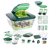 Genius Nicer Dicer Chef Deluxe XXL 37 piezas con cuenco de cristal, cortador de tomates, verduras y colador 3 en 1, picadora de cebolla, cortador de patatas