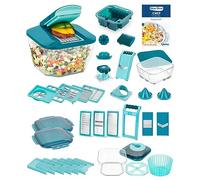 Genius Nicer Dicer Chef Professional Deluxe - Cortador manual de verduras (39 piezas, recipiente de 5,2 l y tapa de cristal de 2,8 L, cortador en espiral, cortador de patatas fritas y utensilios de