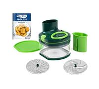 Genius Nicer Dicer Pegasus - Picadora de verduras (10 piezas, tapa de tracción, poco esfuerzo, cortador de verduras para un trabajo rápido y seguro, rallar finamente y cortar grueso)