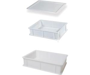 GENUS DEI - 2 recipientes de plástico con tapa para fermentación de pizza y pan, caja de masa, recipiente para masa, bandejas 30 x 40 x 10 cm