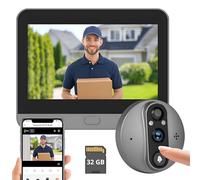 Genzo Mirilla Digital Puerta WiFi Grabadora -Camara Grabacion Wi-fi con Detector Movimiento - Pantalla de 4,3 Pulgadas 3MP 1080P - Batería Larga Duración de 5.000 mAh - Incluye Tarjeta Memoria 32 GB