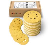 GEOGIEEW 80 Piezas Discos para lijas 125mm, Grano 180, Base de Látex Antidesgarro para Mayor Durabilidad - Ideal para Lijadora Excéntrica, Orbital y Proyectos de Madera/Metal