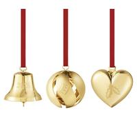 Georg Jensen – Set de adornos navideños 2026, de 3 piezas, con revestimiento de oro