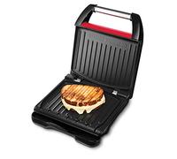 George Foreman Grill Steel Family - Parrilla Eléctrica, Bandeja de Goteo Perfect-Fit, 5 Raciones, Revestimiento Antiadherente, Fácil Limpieza, Indicador Luminoso, 1650 W, Rojo - 25040-56