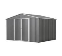 Geräteschuppen de metal XXXL 300x252x191 cm, casa de jardín de metal con techo a dos aguas y puertas corredizas, cobertizo de jardín de chapa de acero galvanizado, gris antracita