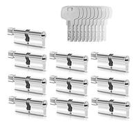 GERCAR 10 cilindros de cerradura con pomo y 10 cilindros de cierre 35/35, incluye 50 llaves, 70 mm, cerradura de cilindro con función N+G, juego de 10 unidades de cierre uniforme - Longitud: 70 mm A: