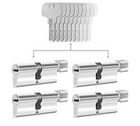 GERCAR 4 cilindros de cierre uniforme 30/30, incluye 20 llaves, 60 mm, cerradura de cilindro con función N+G, juego de 4 unidades de cierre uniforme - Longitud: 60 mm A: 30 B: 30