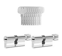 GERCAR Juego de 2 cilindros de pomo con cierre uniforme 2 cilindros de cierre 40/40 incl. 10 llaves - 80 mm - Cerradura de puerta cilindro con función N+G juego de 2 con cierre uniforme - Longitud: 80