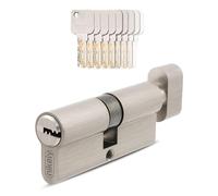 GERCAR Pro 1x Cilindro con pomo 30/30 Juego 1 Cerradura con pomo incl. 5 llaves - 60 mm Cerradura de puerta Cilindro de cerradura 1er cilindro - Longitud: 60mm, A:30 B:30 - Latón mate macizo