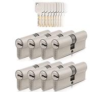 GERCAR Pro 8 cilindros de cierre 30/30 con cierre uniforme, juego de 8 cilindros de perfil, incluye 40 llaves, cerradura de puerta de 60 mm, 8 cilindros